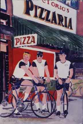 pizzaria police bikes